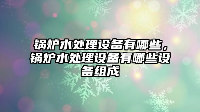 鍋爐水處理設備有哪些，鍋爐水處理設備有哪些設備組成