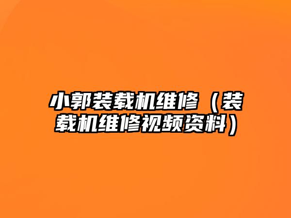 小郭裝載機維修（裝載機維修視頻資料）