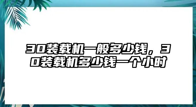 30裝載機(jī)一般多少錢，30裝載機(jī)多少錢一個(gè)小時(shí)