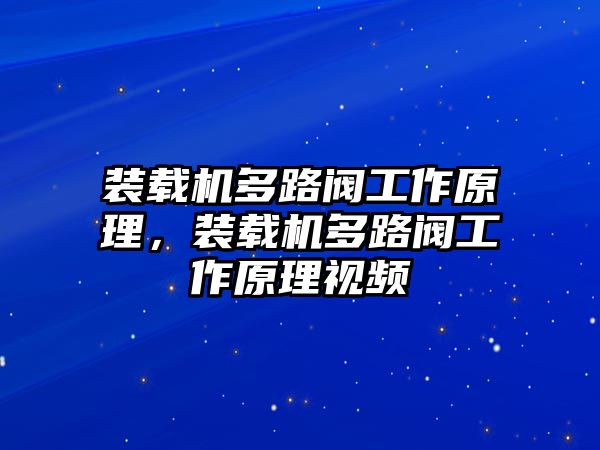 裝載機(jī)多路閥工作原理，裝載機(jī)多路閥工作原理視頻