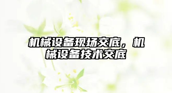 機械設(shè)備現(xiàn)場交底，機械設(shè)備技術(shù)交底