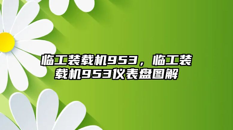 臨工裝載機953，臨工裝載機953儀表盤圖解