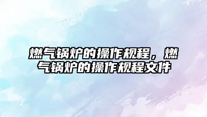 燃?xì)忮仩t的操作規(guī)程，燃?xì)忮仩t的操作規(guī)程文件