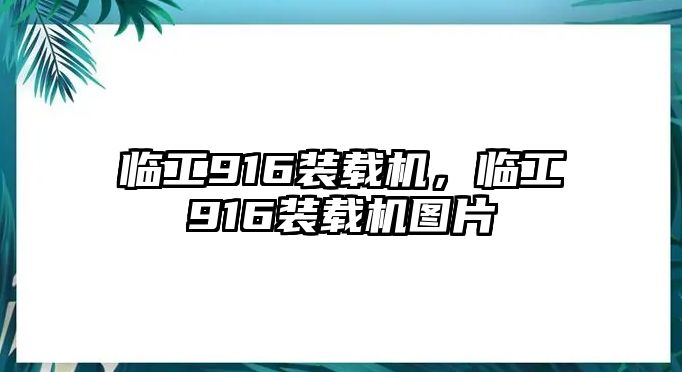 臨工916裝載機(jī)，臨工916裝載機(jī)圖片