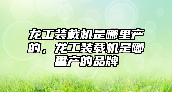 龍工裝載機是哪里產的，龍工裝載機是哪里產的品牌