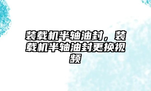 裝載機(jī)半軸油封，裝載機(jī)半軸油封更換視頻