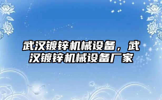 武漢鍍鋅機(jī)械設(shè)備，武漢鍍鋅機(jī)械設(shè)備廠家