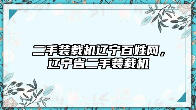 二手裝載機遼寧百姓網(wǎng)，遼寧省二手裝載機