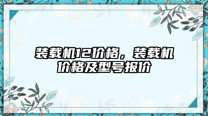 裝載機12價格，裝載機價格及型號報價