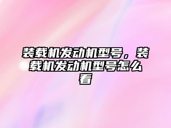 裝載機發(fā)動機型號，裝載機發(fā)動機型號怎么看