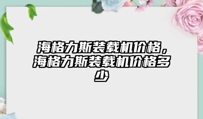 海格力斯裝載機(jī)價(jià)格，海格力斯裝載機(jī)價(jià)格多少