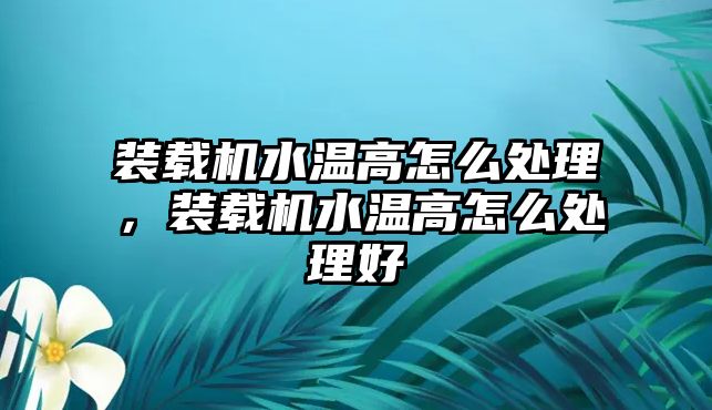 裝載機(jī)水溫高怎么處理，裝載機(jī)水溫高怎么處理好