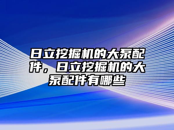 日立挖掘機的大泵配件，日立挖掘機的大泵配件有哪些