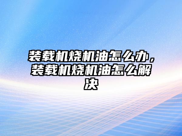 裝載機(jī)燒機(jī)油怎么辦，裝載機(jī)燒機(jī)油怎么解決