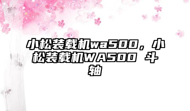 小松裝載機(jī)wa500，小松裝載機(jī)WA500 斗軸