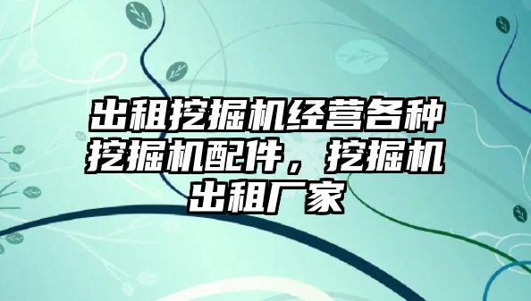 出租挖掘機經營各種挖掘機配件，挖掘機出租廠家