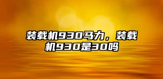 裝載機930馬力，裝載機930是30嗎