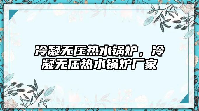 冷凝無壓熱水鍋爐，冷凝無壓熱水鍋爐廠家