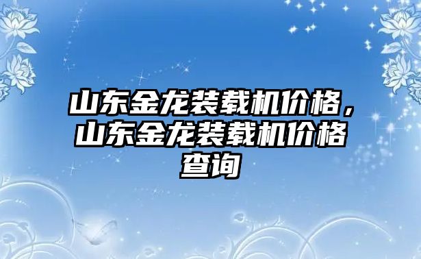 山東金龍裝載機價格，山東金龍裝載機價格查詢