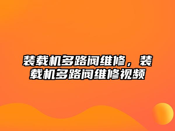 裝載機(jī)多路閥維修，裝載機(jī)多路閥維修視頻