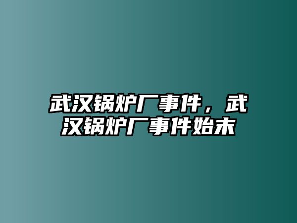 武漢鍋爐廠事件，武漢鍋爐廠事件始末