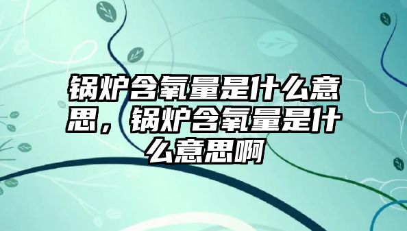 鍋爐含氧量是什么意思，鍋爐含氧量是什么意思啊