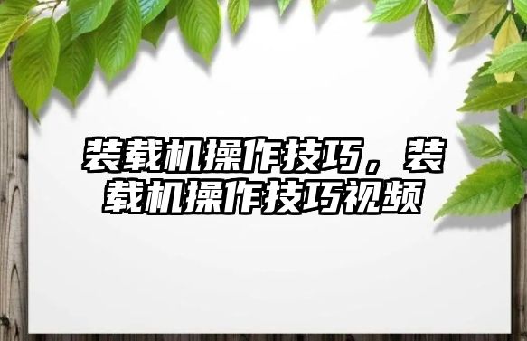 裝載機操作技巧，裝載機操作技巧視頻