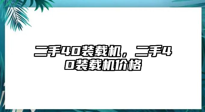 二手40裝載機(jī)，二手40裝載機(jī)價(jià)格