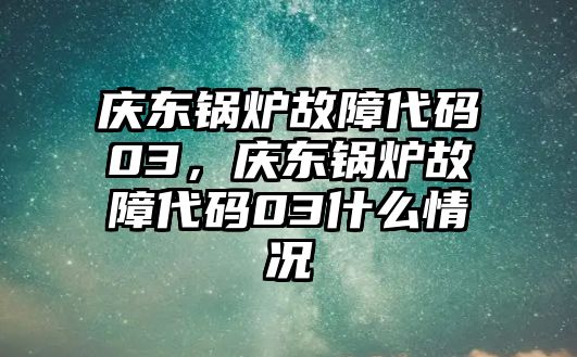 慶東鍋爐故障代碼03，慶東鍋爐故障代碼03什么情況