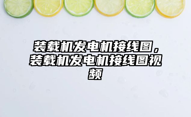 裝載機發(fā)電機接線圖，裝載機發(fā)電機接線圖視頻