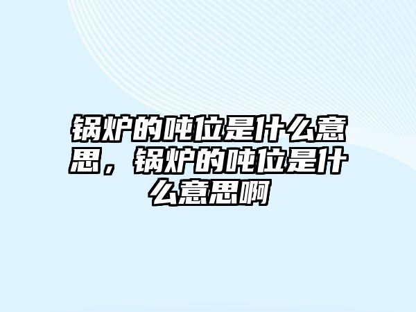 鍋爐的噸位是什么意思，鍋爐的噸位是什么意思啊