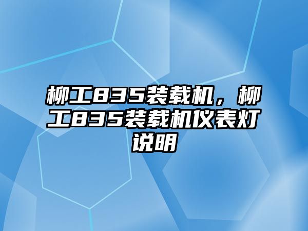 柳工835裝載機，柳工835裝載機儀表燈說明