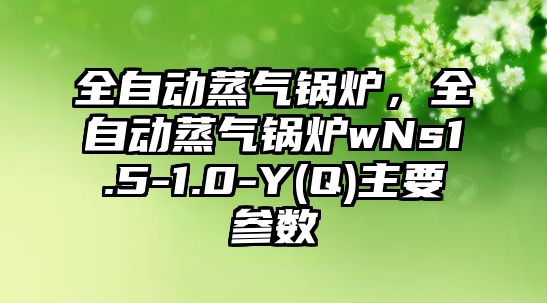 全自動(dòng)蒸氣鍋爐，全自動(dòng)蒸氣鍋爐wNs1.5-1.0-Y(Q)主要參數(shù)