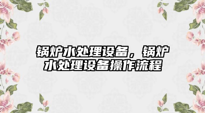 鍋爐水處理設備，鍋爐水處理設備操作流程