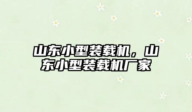 山東小型裝載機，山東小型裝載機廠家