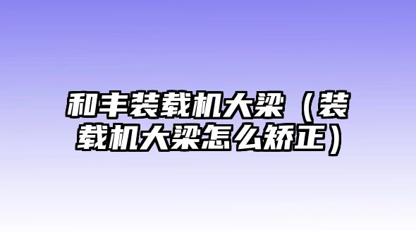 和豐裝載機大梁（裝載機大梁怎么矯正）