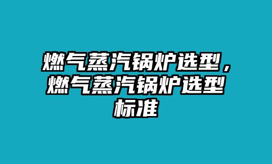 燃氣蒸汽鍋爐選型，燃氣蒸汽鍋爐選型標準