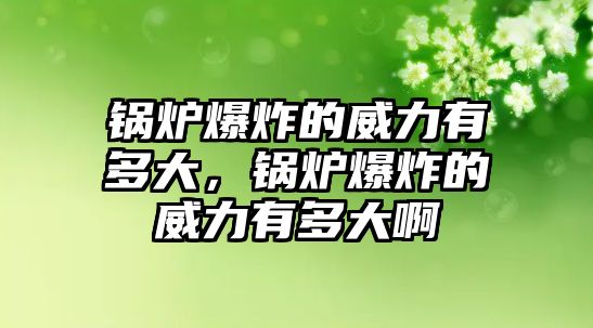 鍋爐爆炸的威力有多大，鍋爐爆炸的威力有多大啊