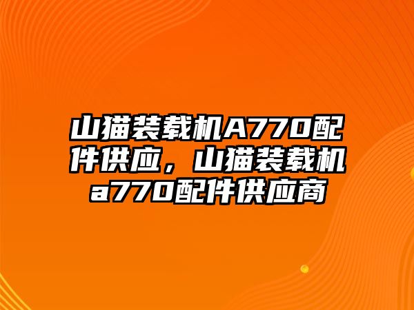 山貓裝載機(jī)A770配件供應(yīng)，山貓裝載機(jī)a770配件供應(yīng)商