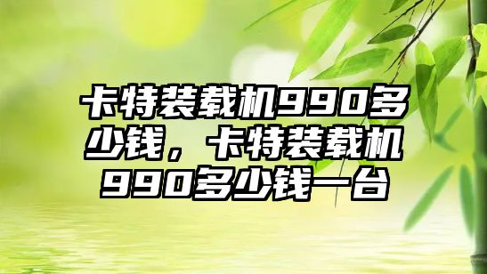 卡特裝載機(jī)990多少錢(qián)，卡特裝載機(jī)990多少錢(qián)一臺(tái)