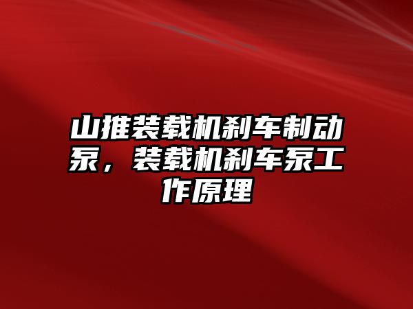 山推裝載機(jī)剎車制動(dòng)泵，裝載機(jī)剎車泵工作原理