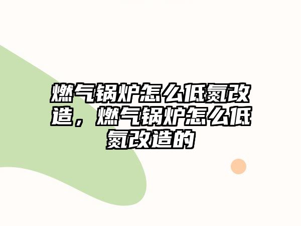 燃氣鍋爐怎么低氮改造，燃氣鍋爐怎么低氮改造的