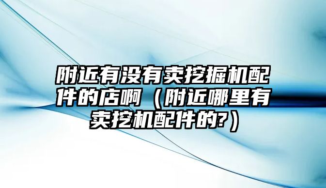 附近有沒有賣挖掘機(jī)配件的店啊（附近哪里有賣挖機(jī)配件的?）