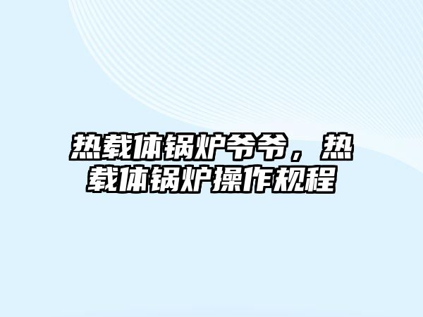 熱載體鍋爐爺爺，熱載體鍋爐操作規(guī)程