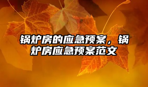 鍋爐房的應(yīng)急預(yù)案，鍋爐房應(yīng)急預(yù)案范文