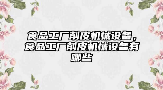 食品工廠削皮機械設備，食品工廠削皮機械設備有哪些