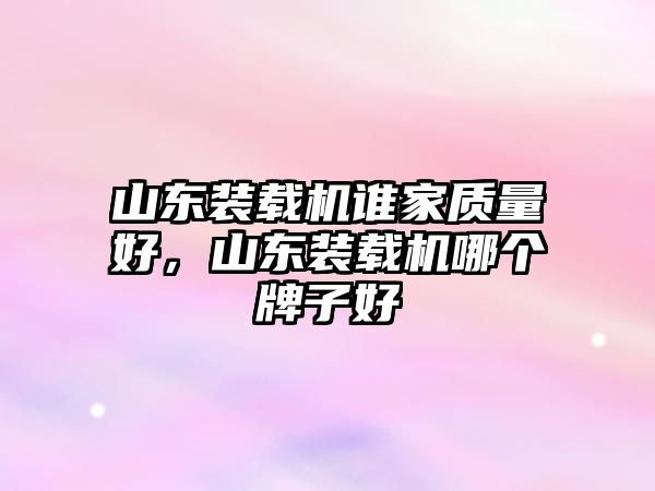 山東裝載機(jī)誰(shuí)家質(zhì)量好，山東裝載機(jī)哪個(gè)牌子好