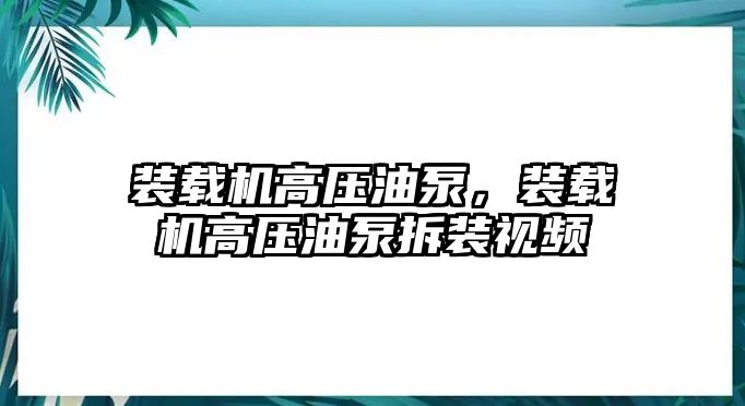 裝載機(jī)高壓油泵，裝載機(jī)高壓油泵拆裝視頻