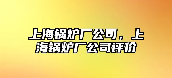 上海鍋爐廠公司，上海鍋爐廠公司評價