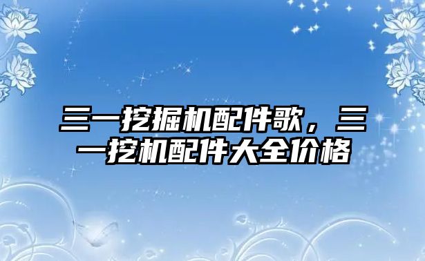 三一挖掘機配件歌，三一挖機配件大全價格